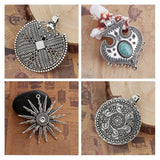 Round Silver Filigree Style Pendant for Necklace DIY