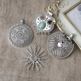 Round Silver Filigree Style Pendant for Necklace DIY