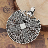 Round Silver Filigree Style Pendant for Necklace DIY