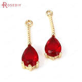 10PCS Champagne Brass Zircon Long Drop Shape Charms Pendants