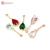 10PCS Champagne Brass Zircon Long Drop Shape Charms Pendants