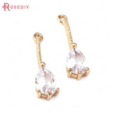 10PCS Champagne Brass Zircon Long Drop Shape Charms Pendants