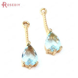 10PCS Champagne Brass Zircon Long Drop Shape Charms Pendants