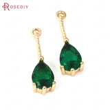 10PCS Champagne Brass Zircon Long Drop Shape Charms Pendants