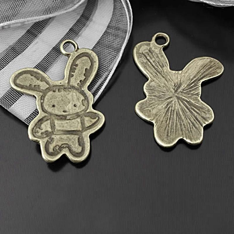 20PCS 25x19MM Antique Bronze Rabbit Charms Pendants DIY Jewelry Making