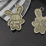 20PCS 25x19MM Antique Bronze Rabbit Charms Pendants DIY Jewelry Making