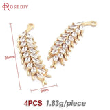 4PCS 18K Brass Zircon Wheat Ears Charms Pendants DIY Jewelry Making