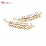 4PCS 18K Brass Zircon Wheat Ears Charms Pendants DIY Jewelry Making