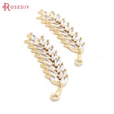 4PCS 18K Brass Zircon Wheat Ears Charms Pendants DIY Jewelry Making