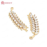 4PCS 18K Brass Zircon Wheat Ears Charms Pendants DIY Jewelry Making