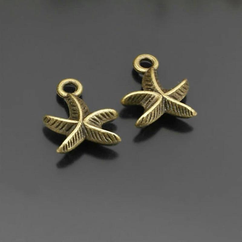 30PCS Antique Bronze Starfish Charms Pendants 18x14MM DIY Jewelry Making