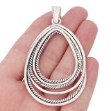 3 Tibetan Silver Large Open Oval Charms Pendants DIY Necklace Jewelry 84x46mm