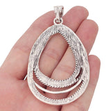 3 Tibetan Silver Large Open Oval Charms Pendants DIY Necklace Jewelry 84x46mm
