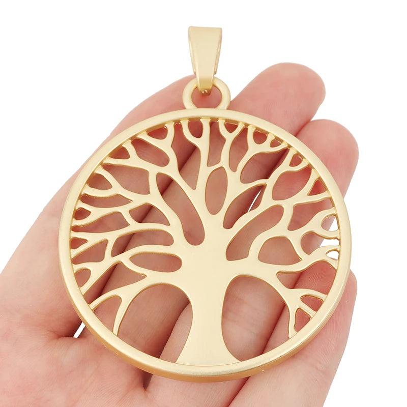 Matte Tree of Life Round Charms Pendants 60x60mm
