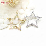 High Plated Brass Zircon Star Charms 19-20mm DIY Jewelry Findings