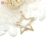 High Plated Brass Zircon Star Charms 19-20mm DIY Jewelry Findings