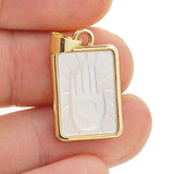 Rectangle Shell Pendant Hamsa Hand Evil Eye Moon Charm