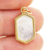 Rectangle Shell Pendant Hamsa Hand Evil Eye Moon Charm