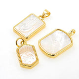 Rectangle Shell Pendant Hamsa Hand Evil Eye Moon Charm
