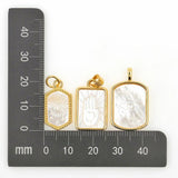 Rectangle Shell Pendant Hamsa Hand Evil Eye Moon Charm