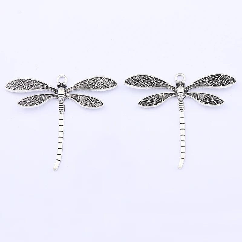3Pcs Tibetan Silver Insect Dragonfly Charms Pendants DIY Jewelry Making