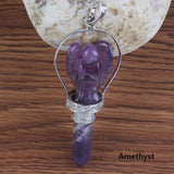 7 Chakra Chain Pendulum Pendants Amethysts Stone Angel Healing Point Wicca