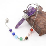 7 Chakra Chain Pendulum Pendants Amethysts Stone Angel Healing Point Wicca