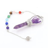 7 Chakra Chain Pendulum Pendants Amethysts Stone Angel Healing Point Wicca