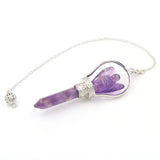 7 Chakra Chain Pendulum Pendants Amethysts Stone Angel Healing Point Wicca