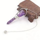 7 Chakra Chain Pendulum Pendants Amethysts Stone Angel Healing Point Wicca