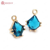 10PCS 8.5x12MM Champagne Brass Glass Polygon Charms Pendants