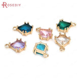 10PCS 8.5x12MM Champagne Brass Glass Polygon Charms Pendants