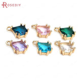 10PCS 8.5x12MM Champagne Brass Glass Polygon Charms Pendants