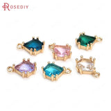10PCS 8.5x12MM Champagne Brass Glass Polygon Charms Pendants