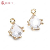 10PCS 8.5x12MM Champagne Brass Glass Polygon Charms Pendants