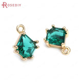 10PCS 8.5x12MM Champagne Brass Glass Polygon Charms Pendants