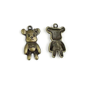100g Antique Bronze Bear Charms Pendants DIY Jewelry Findings