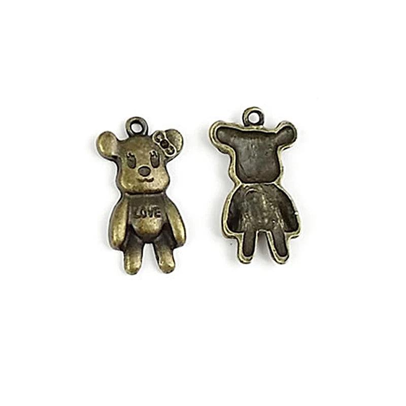 100g Antique Bronze Bear Charms Pendants DIY Jewelry Findings