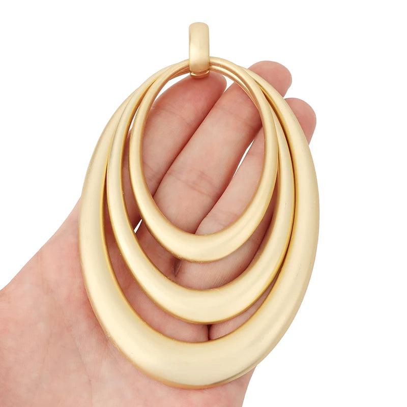 Matte Hollow Open Large Round 3 Circles Charms Pendants for Necklace