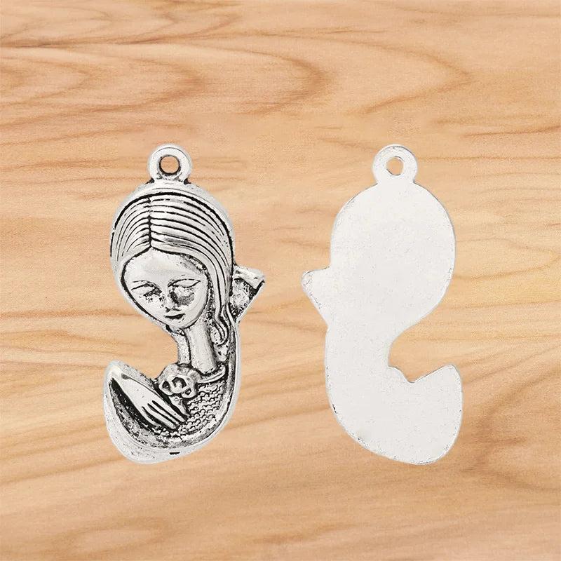 10 Tibetan Silver Goddess Charms Pendants for DIY Necklace Making 39x18mm