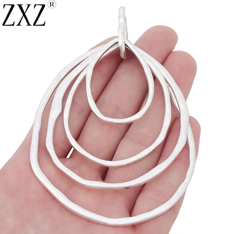 Tibetan Silver Large Hammered Statement Charms Pendants for Necklace