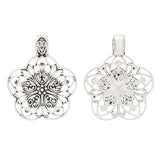 5pcs Tibetan Silver Flower Charms Pendants for Necklace Making 65x53mm