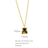 Stainless Steel Bear Pendant Necklace Colorless Waterproof Charms for Women