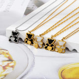 Stainless Steel Bear Pendant Necklace Colorless Waterproof Charms for Women