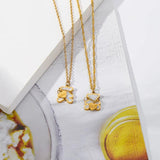 Stainless Steel Bear Pendant Necklace Colorless Waterproof Charms for Women