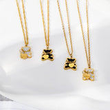 Stainless Steel Bear Pendant Necklace Colorless Waterproof Charms for Women
