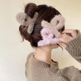 Winter Plush Hair Claw Clips Furry Crab Clip Clamps Barrettes Fluffy Shark Clip