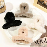 Winter Plush Hair Claw Clips Furry Crab Clip Clamps Barrettes Fluffy Shark Clip