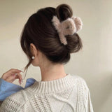 Winter Plush Hair Claw Clips Furry Crab Clip Clamps Barrettes Fluffy Shark Clip