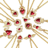 Heart Charms Necklace for Women Red Love Col...